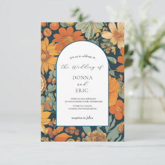 Invitation Les fleurs du coucher de soleil : Mariage orange d