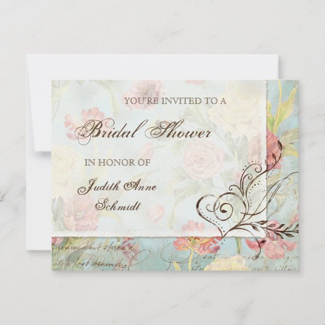 Invitation Les Fleurs Peony Rose Tulip Floral Flowers Mariage (Devant)