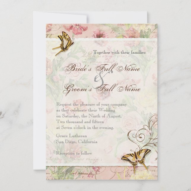 Invitation Les Fleurs Peony Rose Tulip Floral Flowers Mariage (Devant)