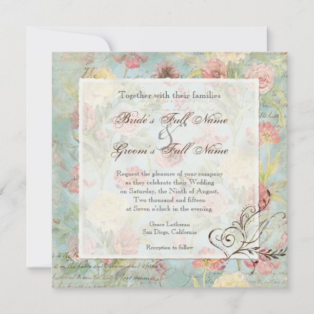 Invitation Les Fleurs Peony Rose Tulip Floral Flowers Mariage (Devant)