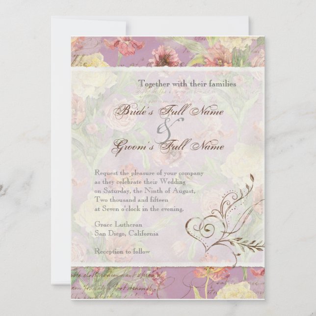 Invitation Les Fleurs Peony Rose Tulip Floral Flowers Mariage (Devant)