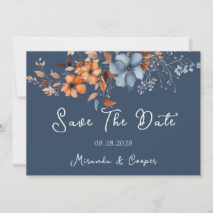 Invitation Les Fleurs sauvages Bleu et Orange sauvent les car