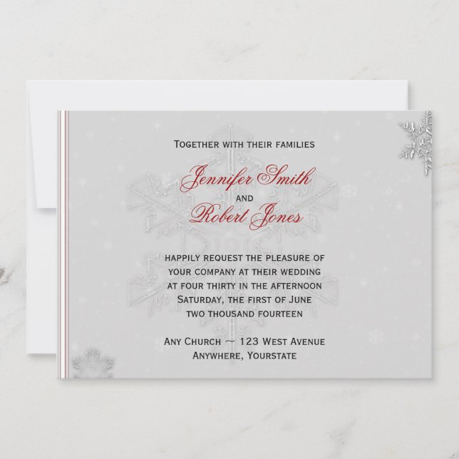 Invitation Les flocons blancs sur l'Faire-part de mariage d'a (Devant)