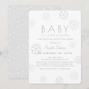 Invitation Les flocons de neige Baby Son Baby shower gris fro