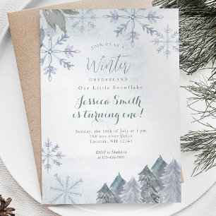 Invitation Les flocons de neige Misty Winter Onederland Anniv