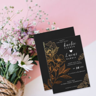 Invitation "Les Flores D'Or De L'Amour"   Mariage noir