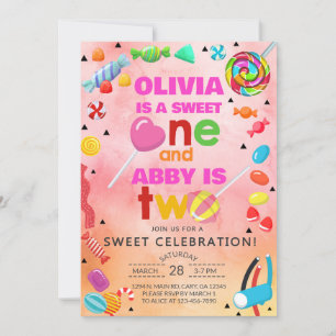 Invitation Les frères et soeurs bonbons doux un doux deux fil