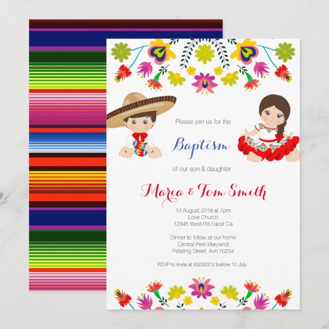 Invitation Les frères et soeurs filles Christening Baptism In (Devant / Derrière)