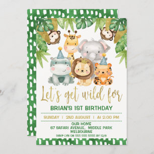 Invitation Les Garçons Cute Wild One Safari 1er Anniversaire