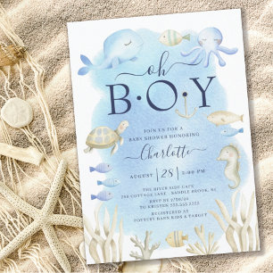 Invitation Les Garçons Sous Le Baby shower De Mer