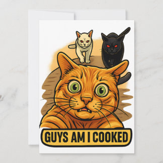 Invitation Les gars, je suis cuit ? Mème drôle de chat, réact
