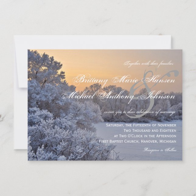 Invitation Les glaces de neige Le coucher du soleil Mariages  (Devant)