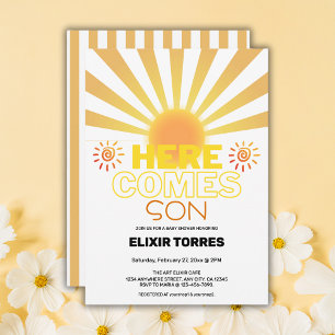 Invitation Les Grandes Têtes Jaunes Ici Vient Le Baby shower