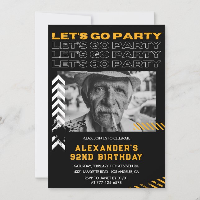 Invitation Les hommes noirs Allons fêter le 92e anniversaire (Devant)