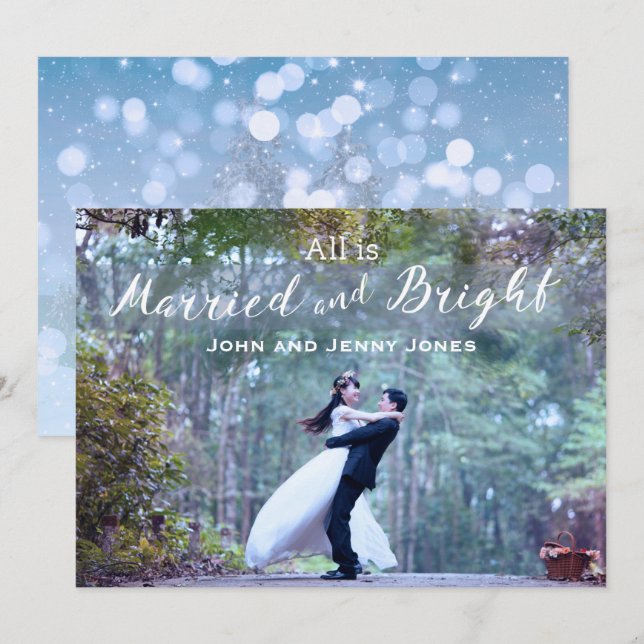 Invitation Les jeunes mariés d'abord Noël (Devant / Derrière)