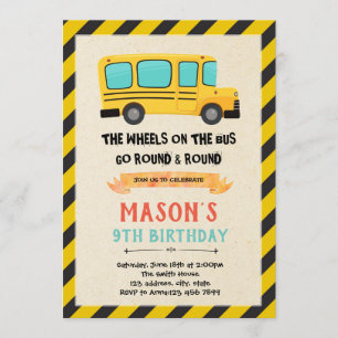 Invitation Les jolies roues de bus sur l'invitation du bus