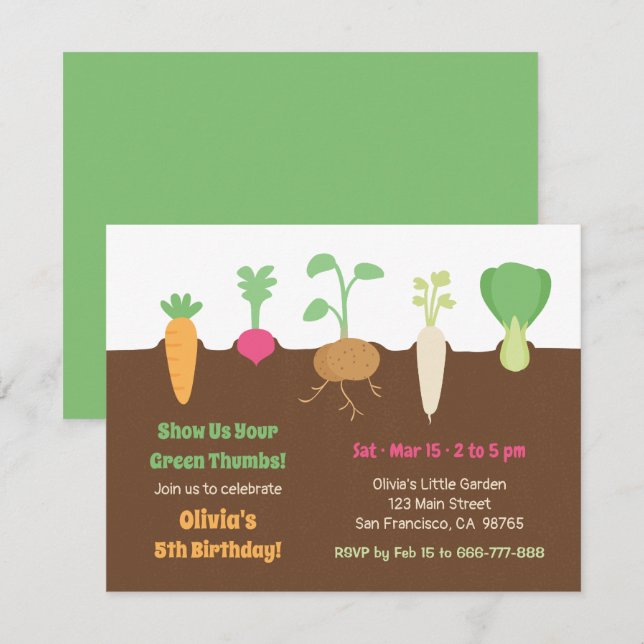 Invitation Les légumes dans le sol badine la fête (Devant / Derrière)