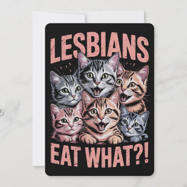 Invitation Les lesbiennes mangent ce chat drôle Lesbienne LGB (Devant)