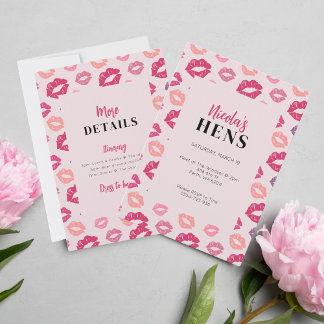 Invitation Les lèvres roses Embrasser la Miss Glam Hens Party