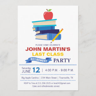 Invitation Les livres ont empilé l'invitation de retraite de