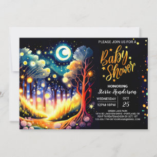 Invitation Les lucioles dansent Baby shower forestier enchant