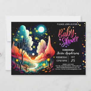 Invitation Les lucioles de bois Baby shower de nuit rêveur