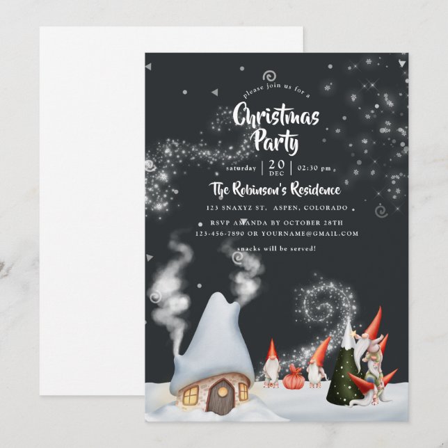 Invitation Les lutins de Noël (Devant / Derrière)