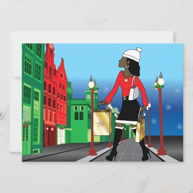 Invitation Les magasins de Noël des femmes avec des sacs habi (Devant)