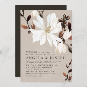 Invitation Les Magnolias en fleurs Burlap  Mariage Brown
