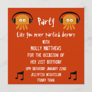Invitation Les méduses oranges géniales DJ party