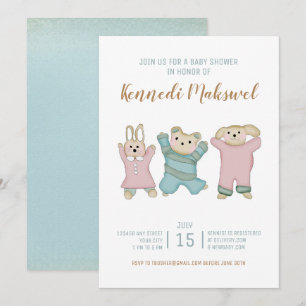 Invitation Les mignons animaux   BABY SHOWER