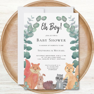 Invitation Les mignons animaux Eucalyptus Oh Boy Couples Baby