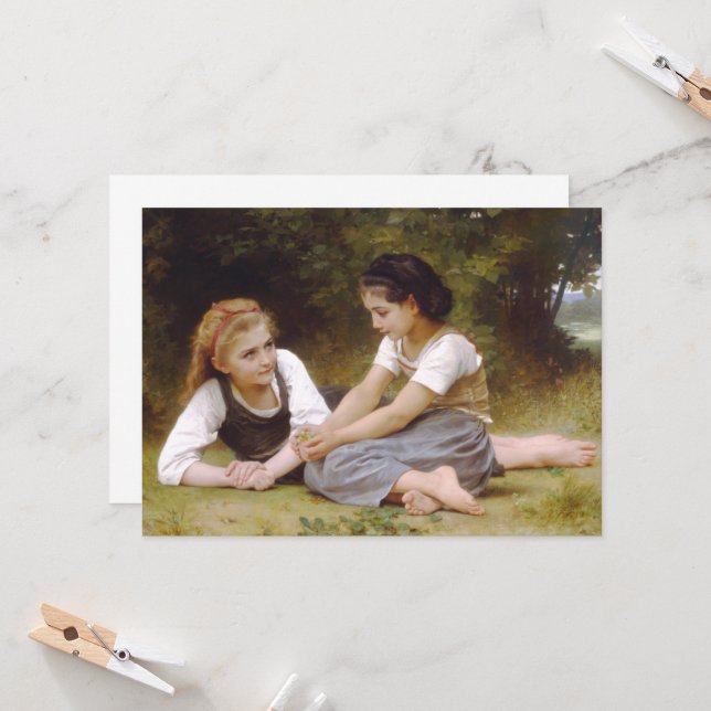 Invitation Les Noisettes : Jeunes Filles cueillant des noiset (Devant/Arrière en situation)