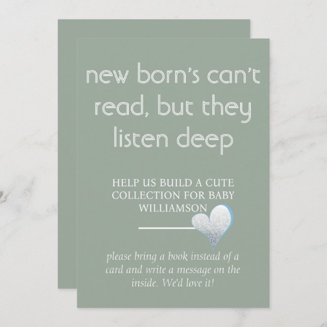 Invitation les nouveaux-nés ne peuvent pas lire, mais ils éco (Devant / Derrière)