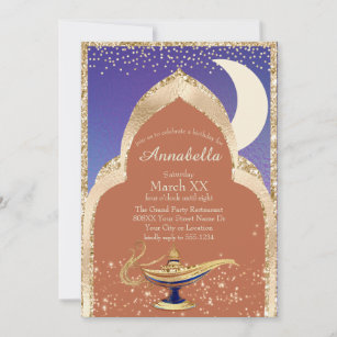 Invitation Les nuits arabes L'or et le bleu Aladdin Fairytale