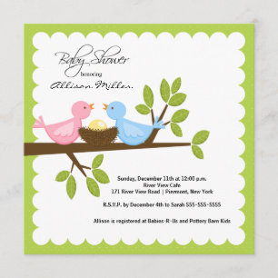 Invitation Les oiseaux de maman et papa avec le Baby shower d