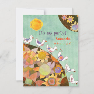 Invitation Les oiseaux du parti Anniversaire de enfant des te