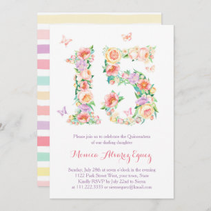 Invitation Les papillons Invitaciones Quinceañera con maripos