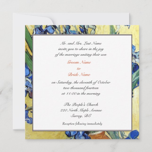Invitation Les parents de Groom invitent les mariages. (Devant)