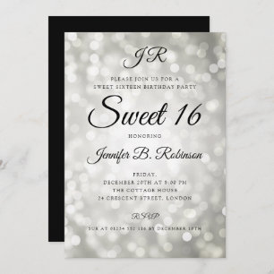 Invitation Les parties scintillantes d'argent de monogramme