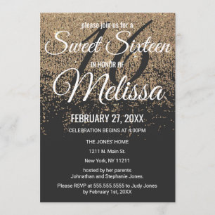 Invitation Les parties scintillantes d'or miroitent le bonbon