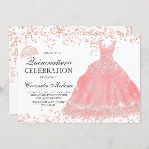 Invitation Les parties scintillantes roses d'or rougissent