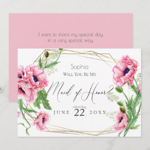 Invitation Les pavots roses seront-vous ma servante d'honneur