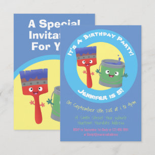 Invitation Les personnages de peinture et de pinceau mignon i