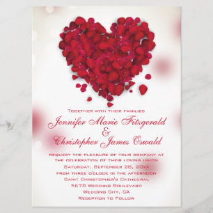 Invitation Les pétales de la Rose rouge adorent le Mariage de