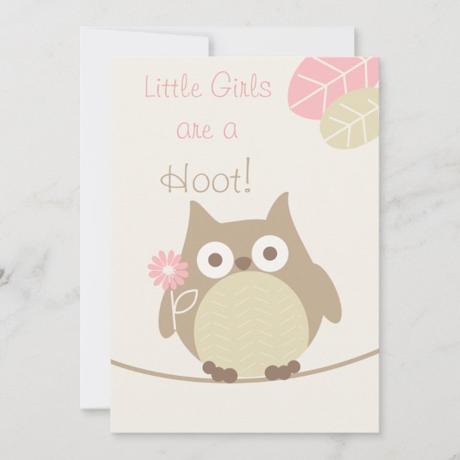 Invitation Les petites filles sont un baby shower de hibou de (Devant)