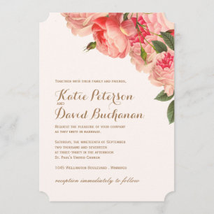 Invitation Les pivoines romantiques de corail sur la Faire-pa