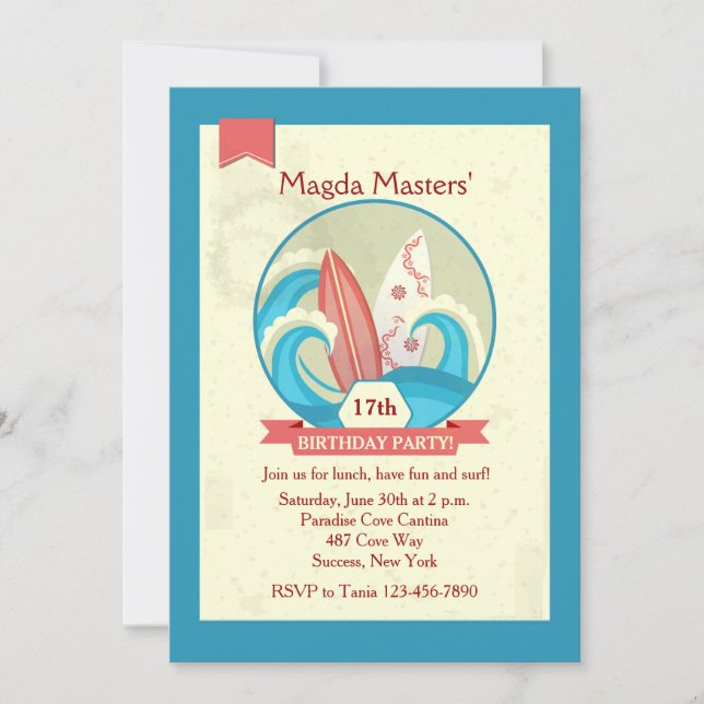 Invitation Les planches de surf dans l'Invitation des vagues (Devant)