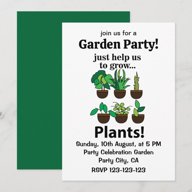 Invitation Les plantes nous aident juste à faire pousser des  (Devant / Derrière)