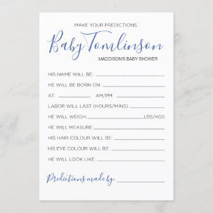 Invitation Les prédictions du Baby shower des garçons sur la